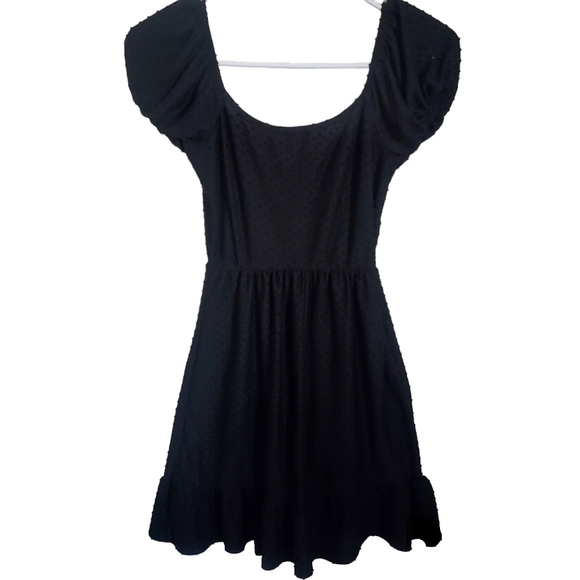 Rolla Coster Stretchy Black Fit & Flare Mini Dress Polka Dot Juniors Size Small - Picture 2 of 4